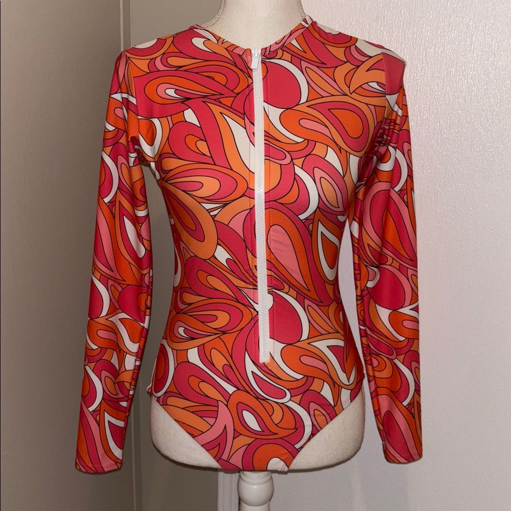 Michael Kors Surf Long Sleeve One Piece Paddle Swimsuit Rashguard